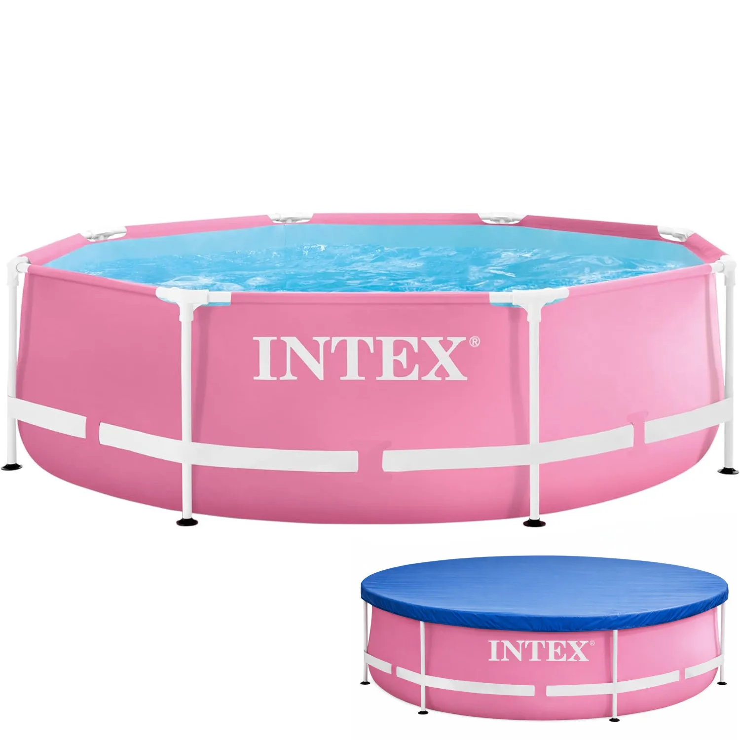 Intex 28290ND Pink Metal Frame Pool 244x76cm mit Abdeckplane