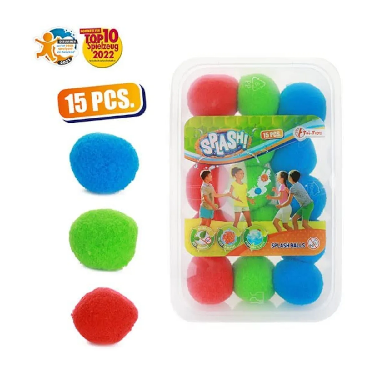 Toi-Toys - SPLASH Super Splashbälle 5cm, 15 Stück mit Aufbewahrungsbox