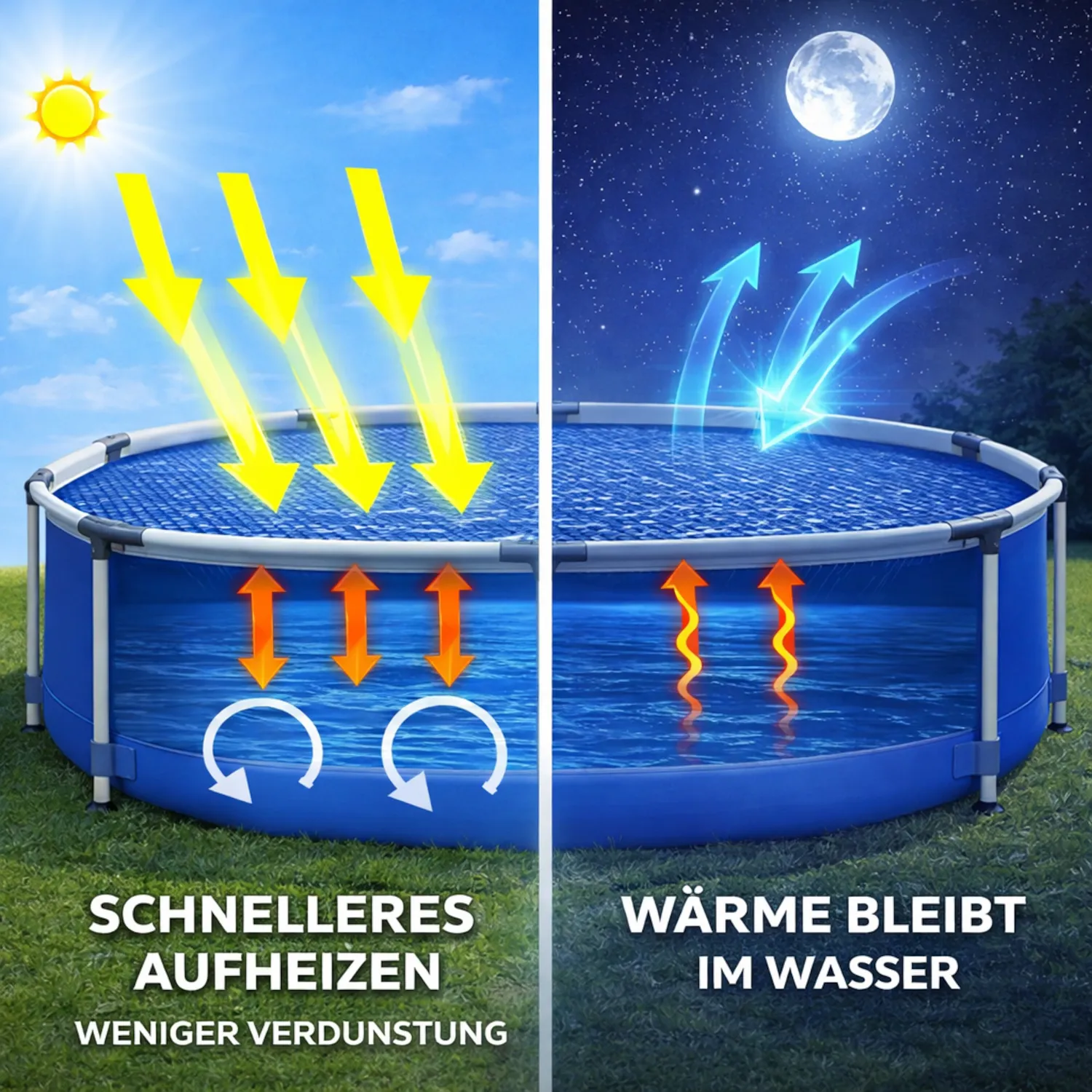 Happy People 77557 Wehncke Solarabdeckplane für Stahlrahmenpools rund, Ø360 cm