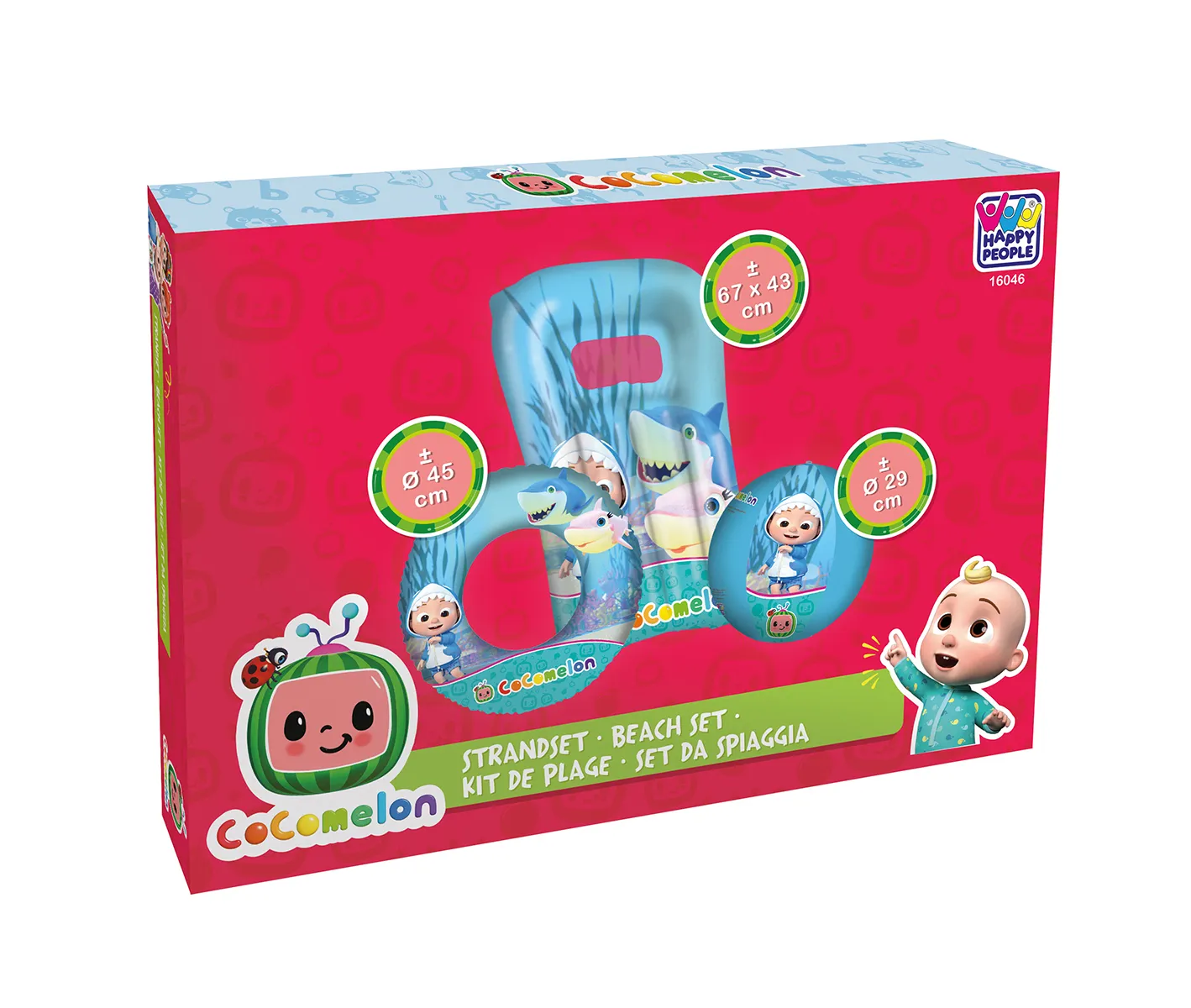 Happy People Cocomelon 3er Strandset - Wasserball, Schwimmring & Luftmatratze