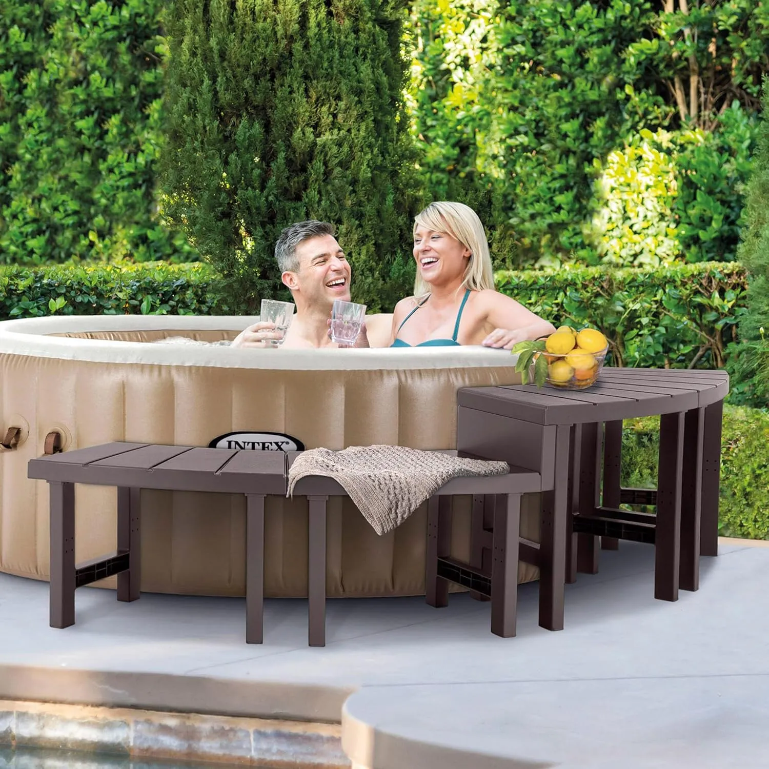 INTEX Beistelltisch Set PureSPA Bänke 2x 60cm + 2x 42cm