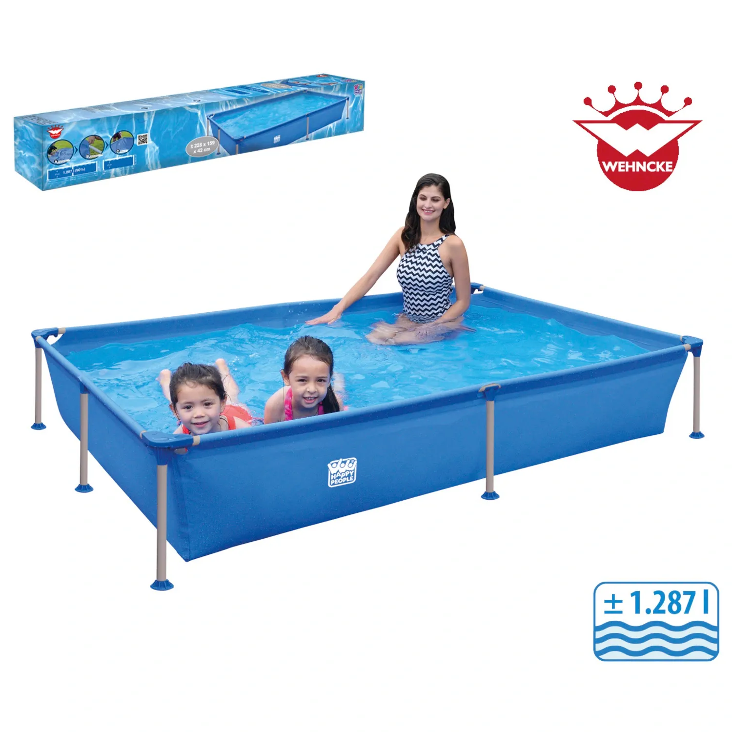 Happy People 77516 Stahlrahmenpool rechteckig, 228x159x42cm