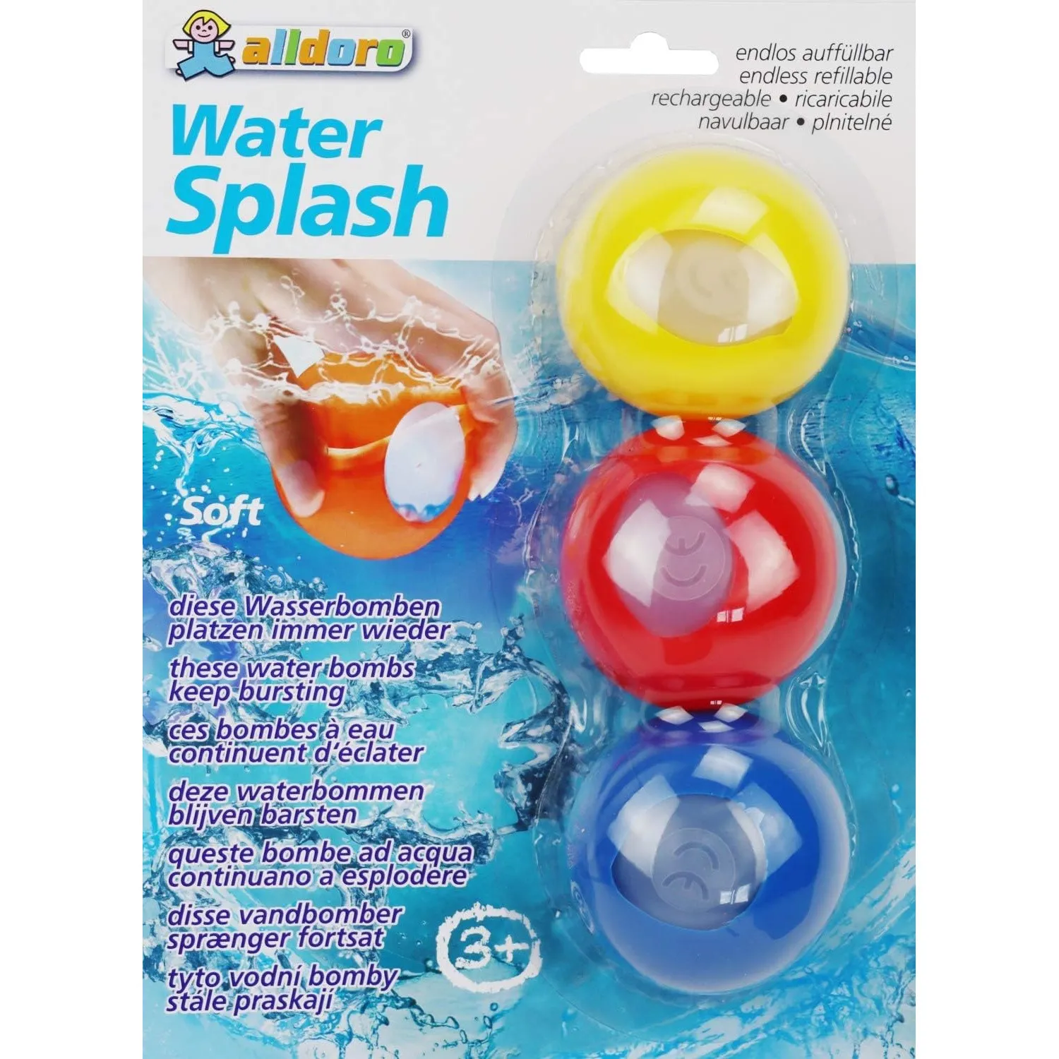Alldoro 63027 Water Splash Water Bombs (blau, rot, gelb)