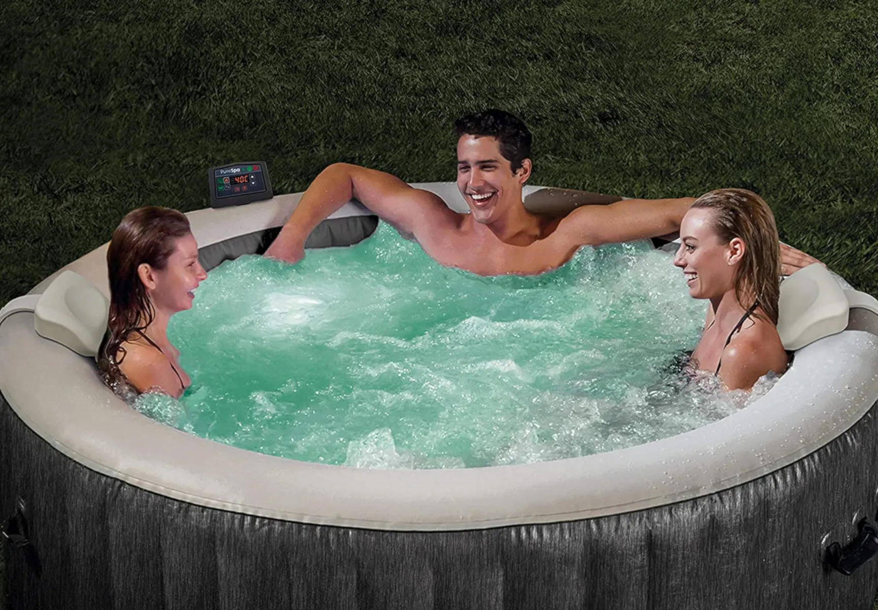INTEX Whirlpool PureSPA Bubble Greywood Deluxe 196/145cm x 71cm App Steuerung