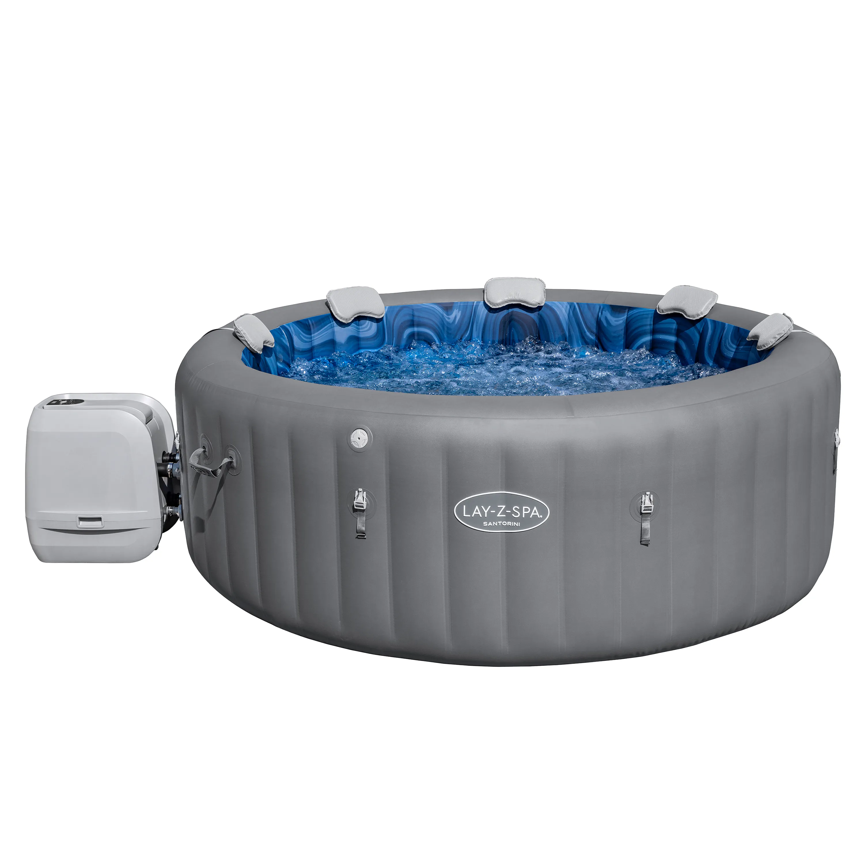 Bestway LAY-Z-SPA® Energiespar WLAN Whirlpool Santorini HydroJet Pro™ für 7 Personen, Ø 216x80cm