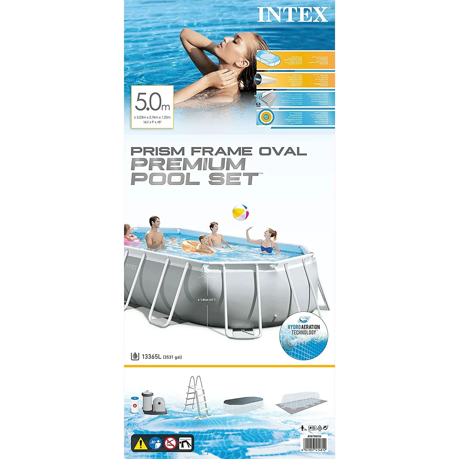 Intex Prism Frame Oval Pool 503x274x122cm