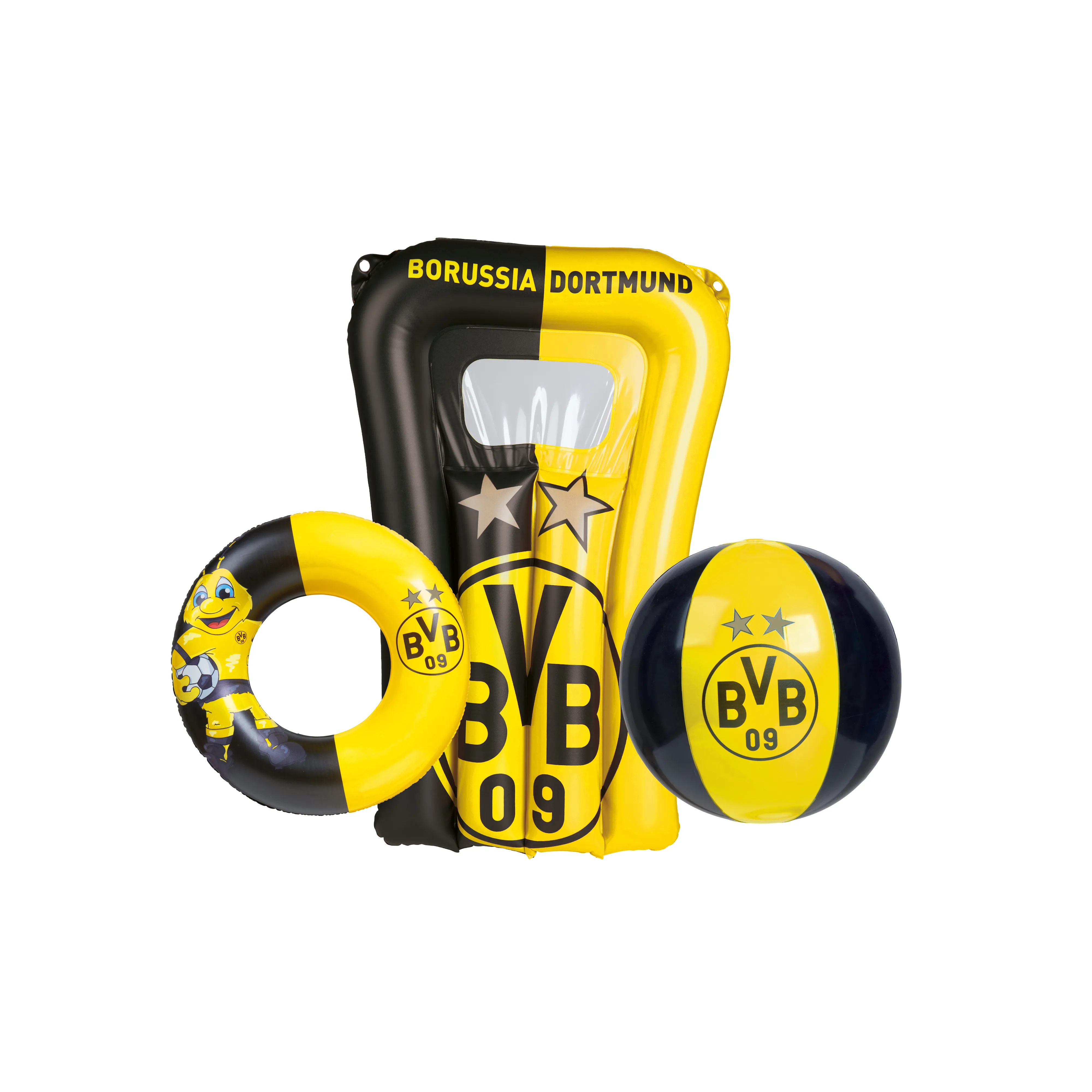 Happy People BVB 3er Strandset - Wasserball, Schwimmring & Luftmatratze