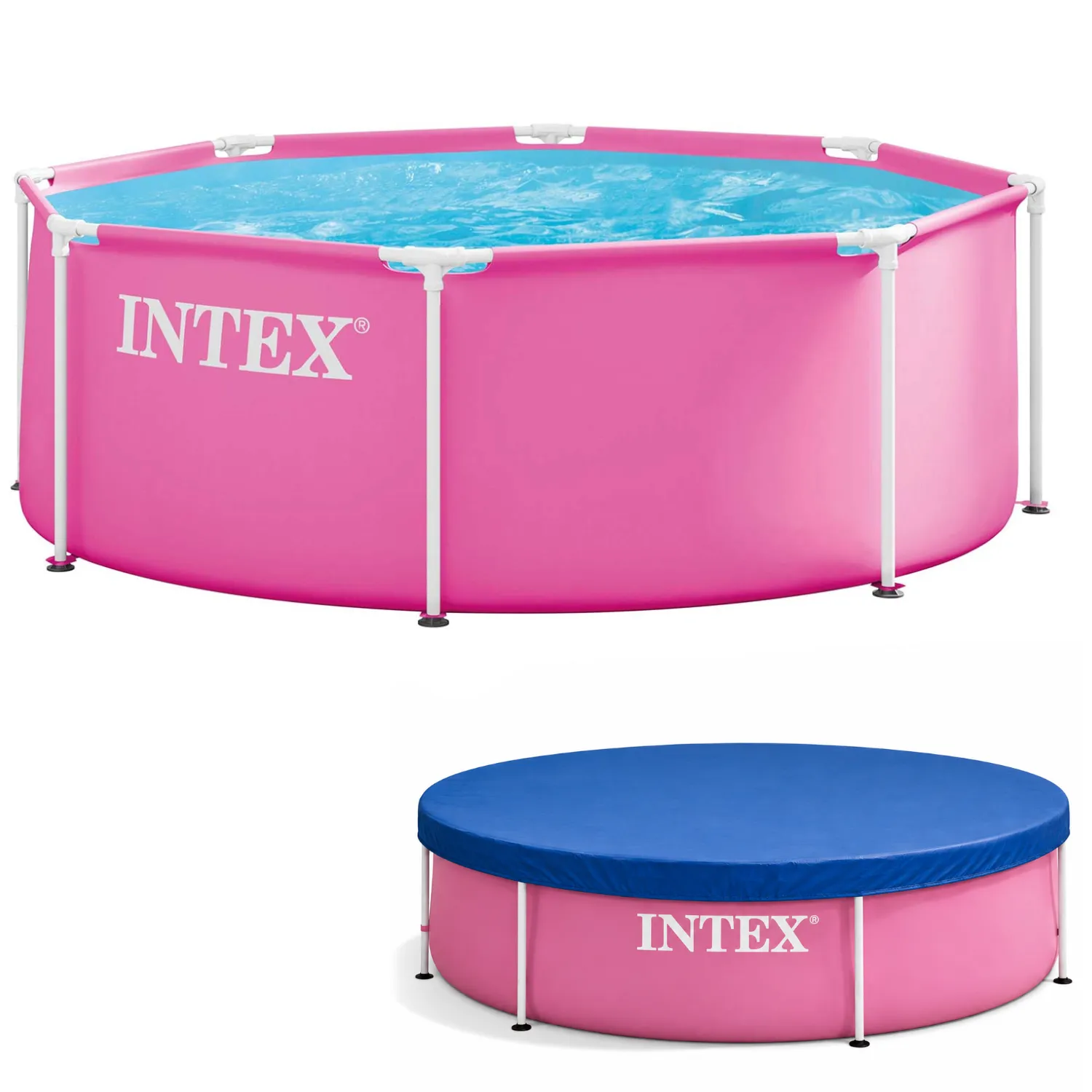 Intex 28290ND Pink Metal Frame Pool 244x76cm mit Abdeckplane