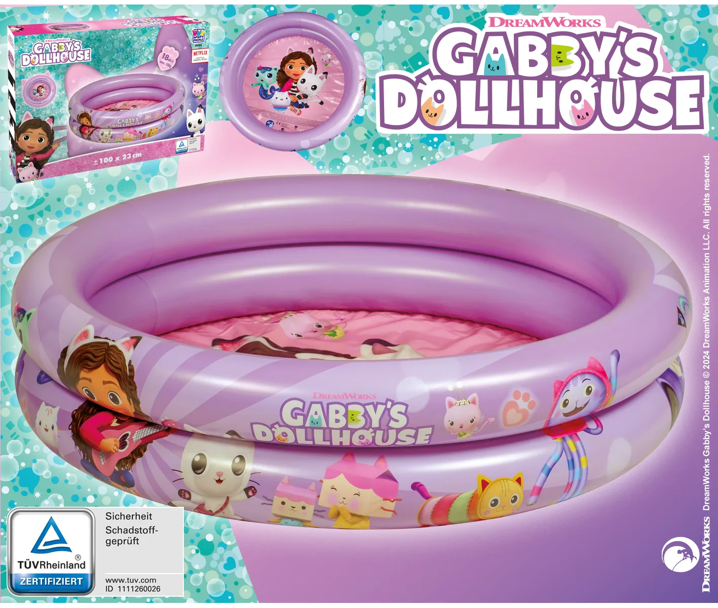 Happy People 16166 2-Ring-Pool Gabby's Dollhouse Planschbecken 100x23cm