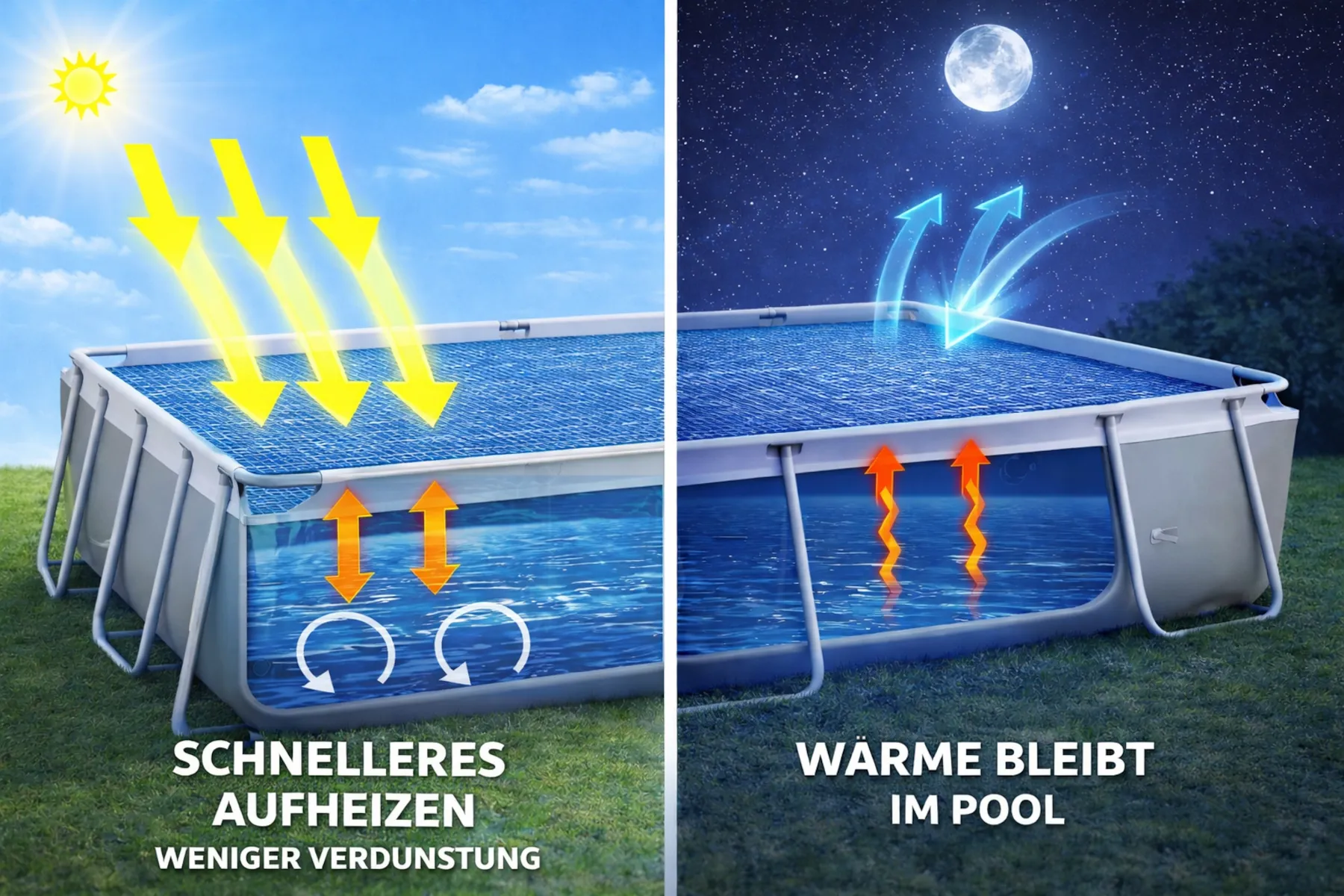 Happy People 77563 Wehncke Solarabdeckplane für Stahlrahmenpools eckig, 549x274cm