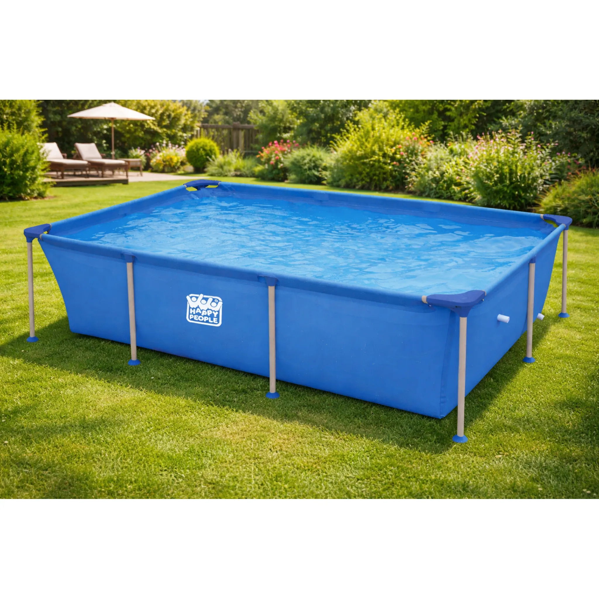 Happy People Stahlrahmenpool rechteckig, 258x179x66cm inkl. Abdeckplane