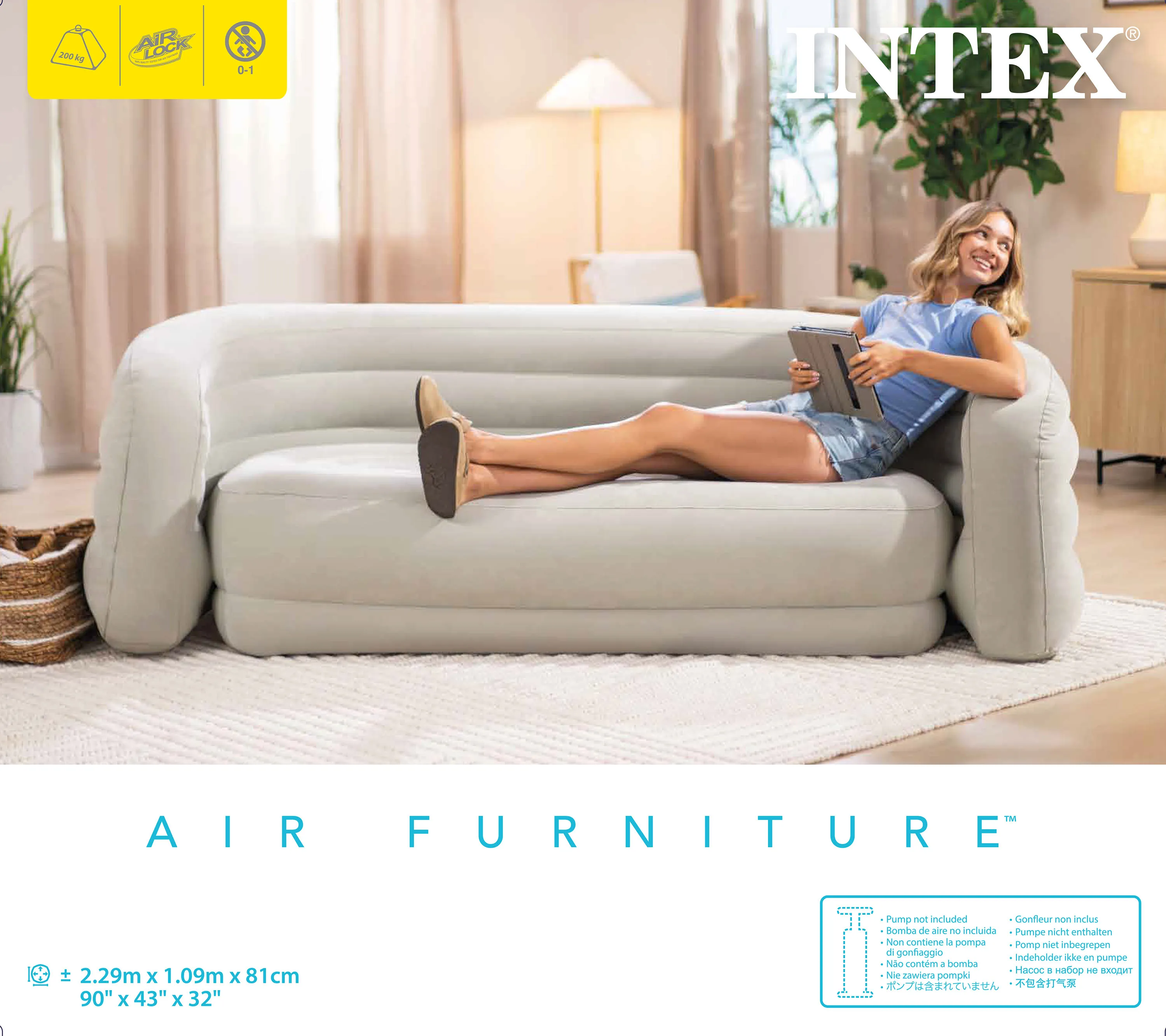 INTEX 66571NP Aufblasbares Sofa Curve Sofa 229x109x81cm