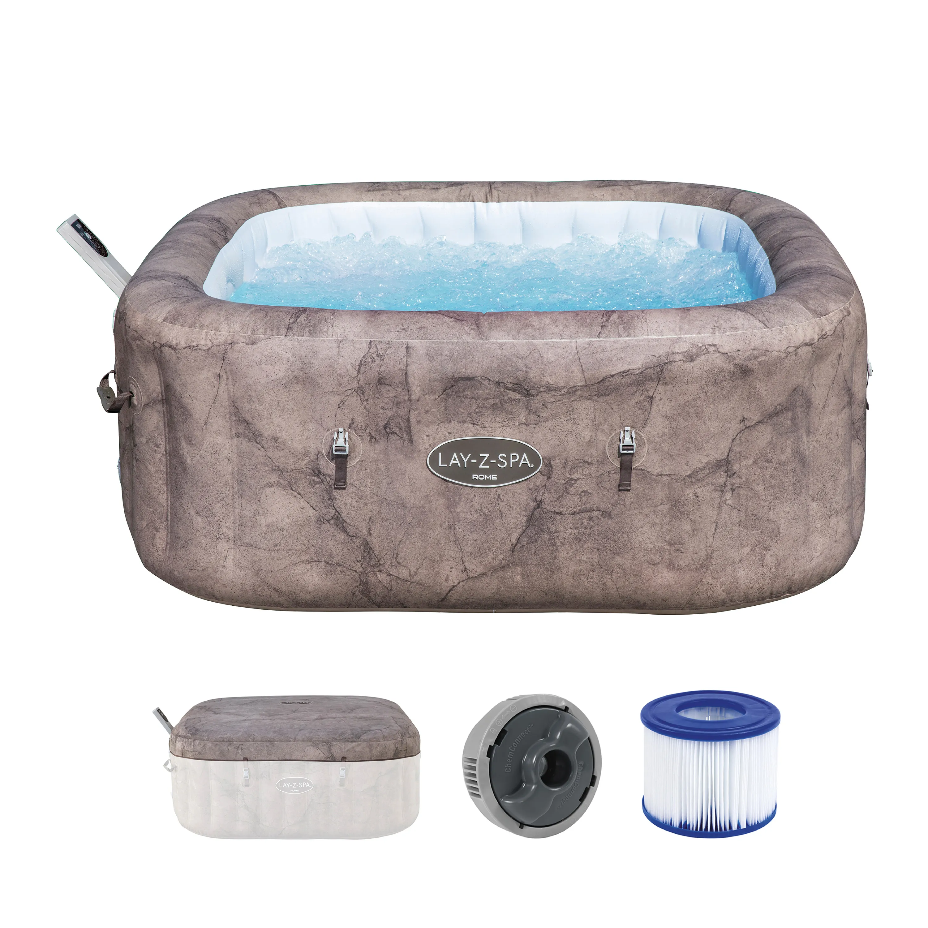 Bestway LAY-Z-SPA® Energiespar WLAN Whirlpool - Rome AirJet™ für 6 Personen, 180x180x71cm