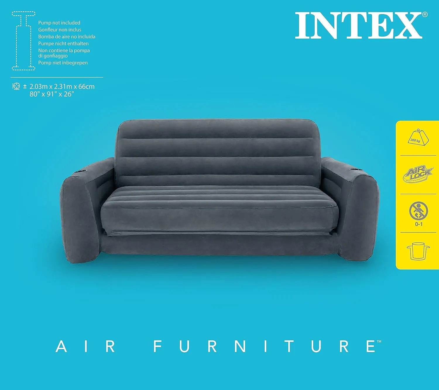 INTEX Aufblasbares Sofa Pull-Out 203x231x66cm, 2 Personen