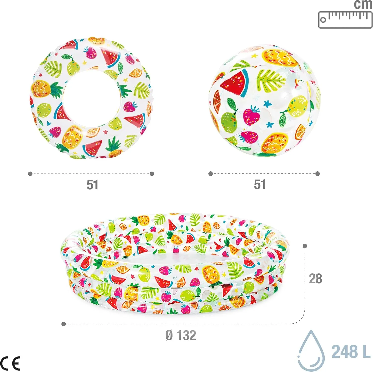 INTEX 3er Pool-Set - Planschbecken, Wasserball, Schwimmring