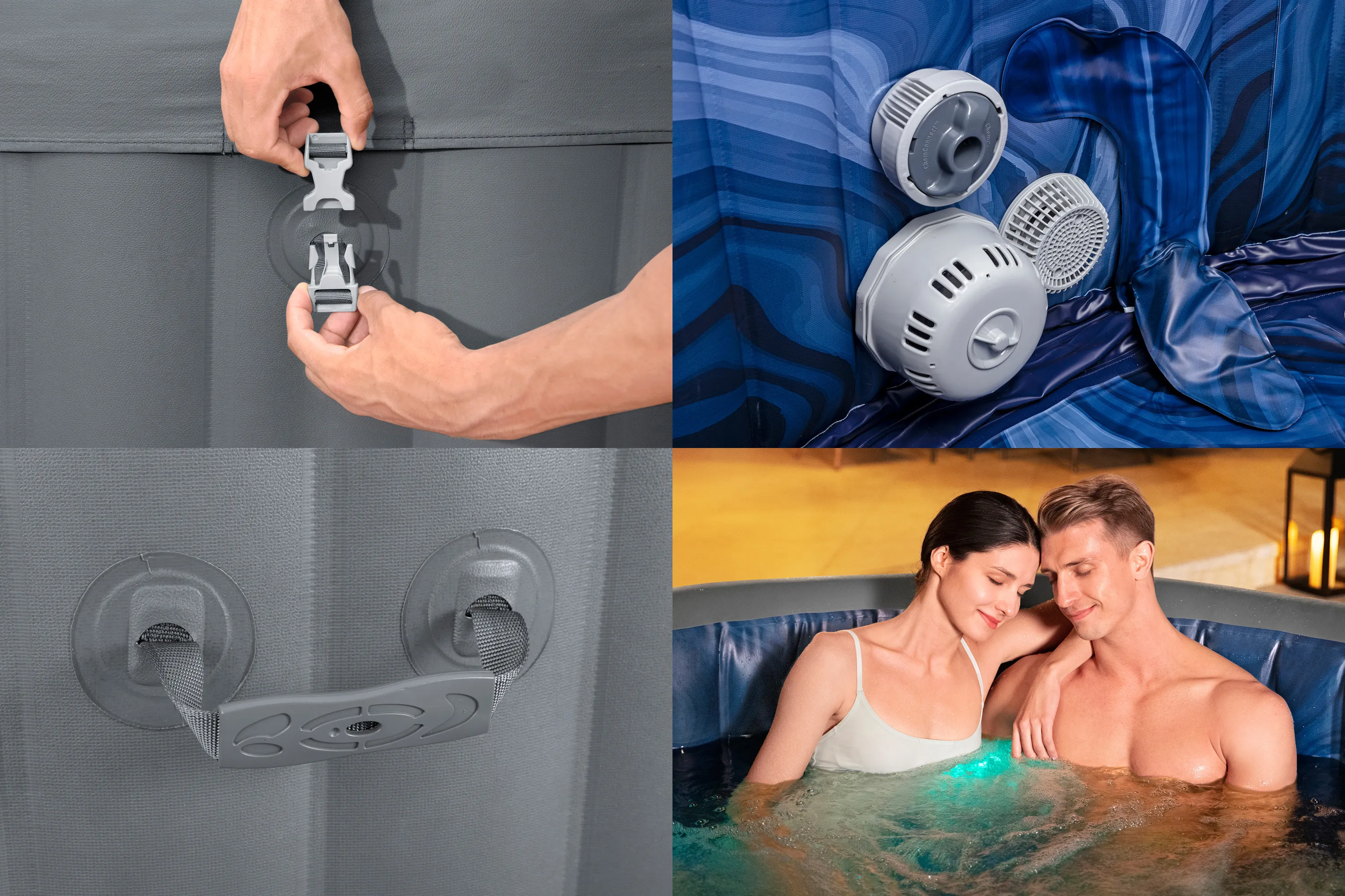 Bestway LAY-Z-SPA® Energiespar WLAN Whirlpool Santorini HydroJet Pro™ für 7 Personen, Ø 216x80cm