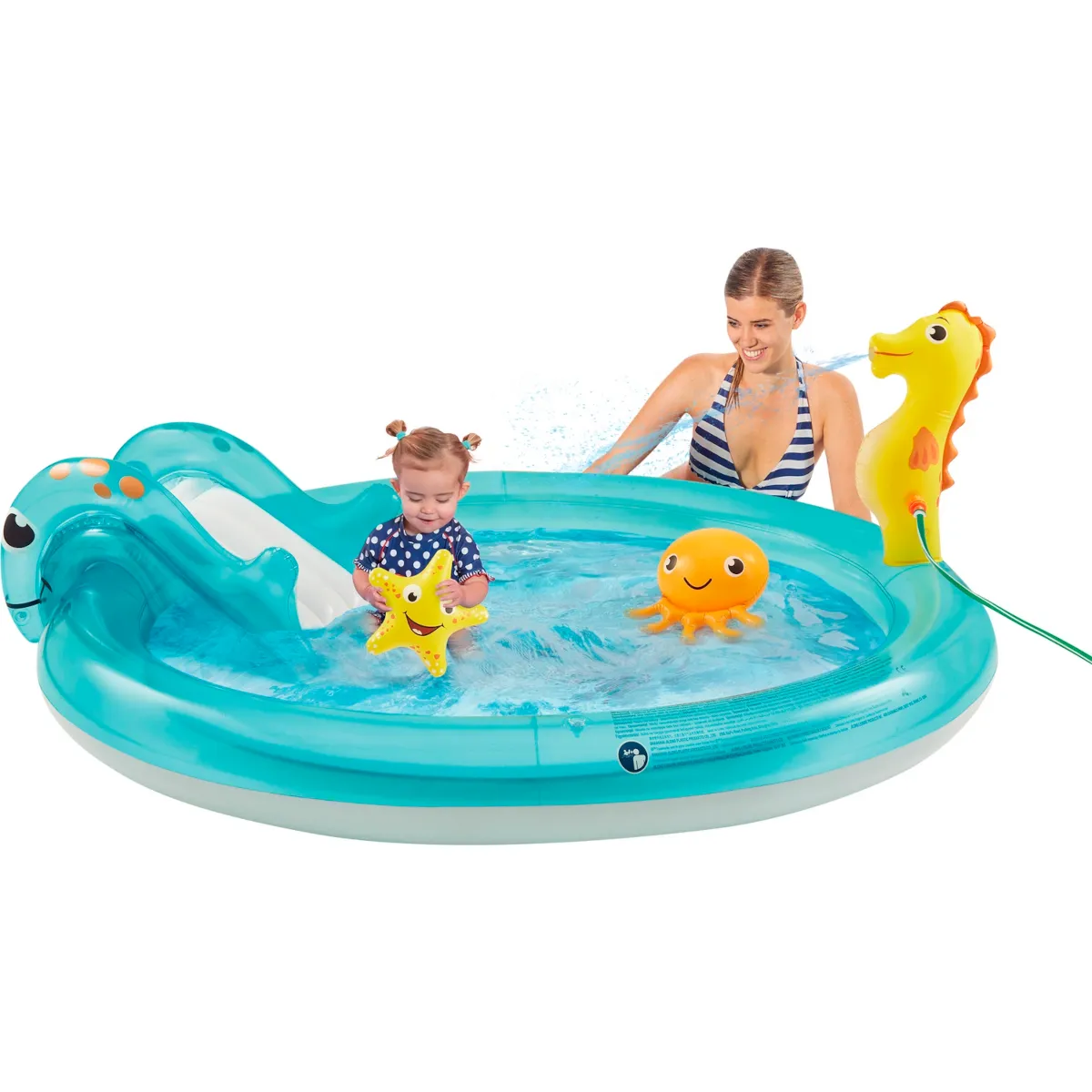 Happy People Playcenter Ocean mit Rutsche und Seepferdchen-Sprinkler 150x18cm