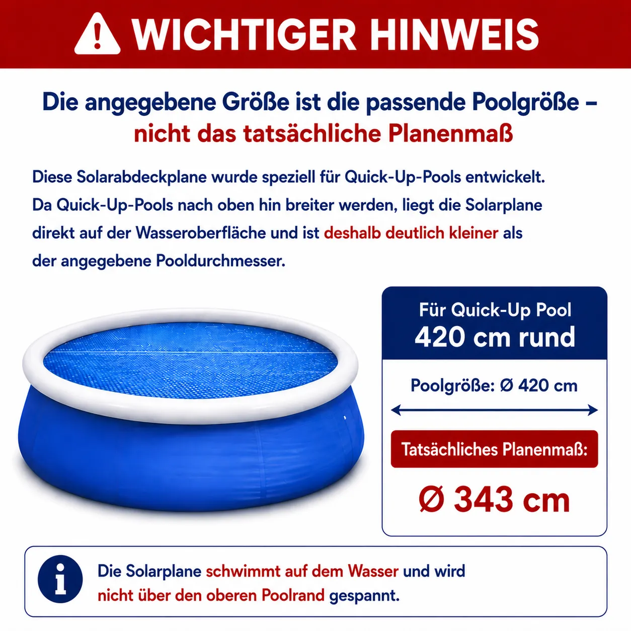 Happy People 77553 Wehncke Solarabdeckplane rund, passend für Quick-Up Pools Ø420cm