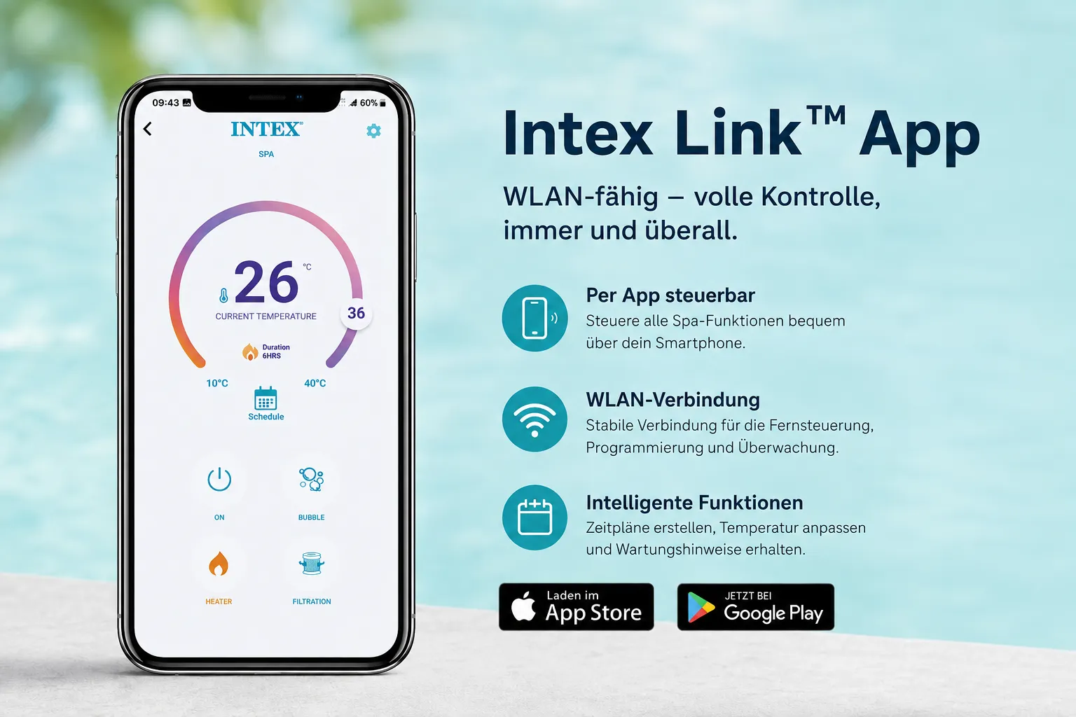 Intex 28446NP Whirlpool - Chevron Deluxe Square Bubble 175x175cm App Steuerung