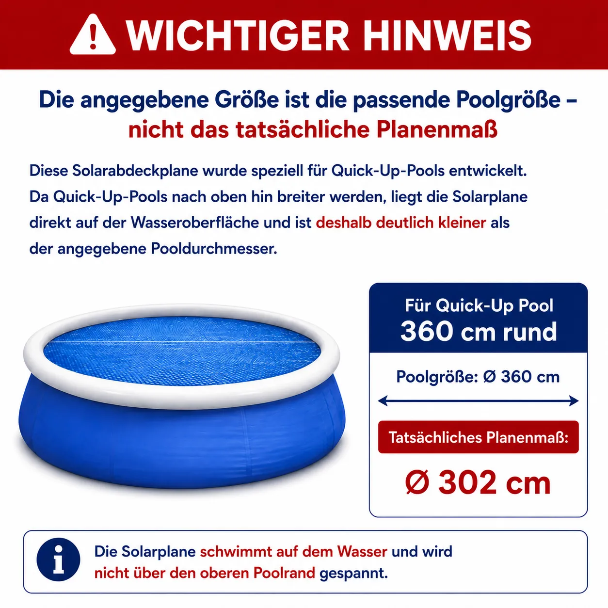 Happy People 77551 Wehncke Solarabdeckplane rund, passend für Quick-Up Pools Ø360cm