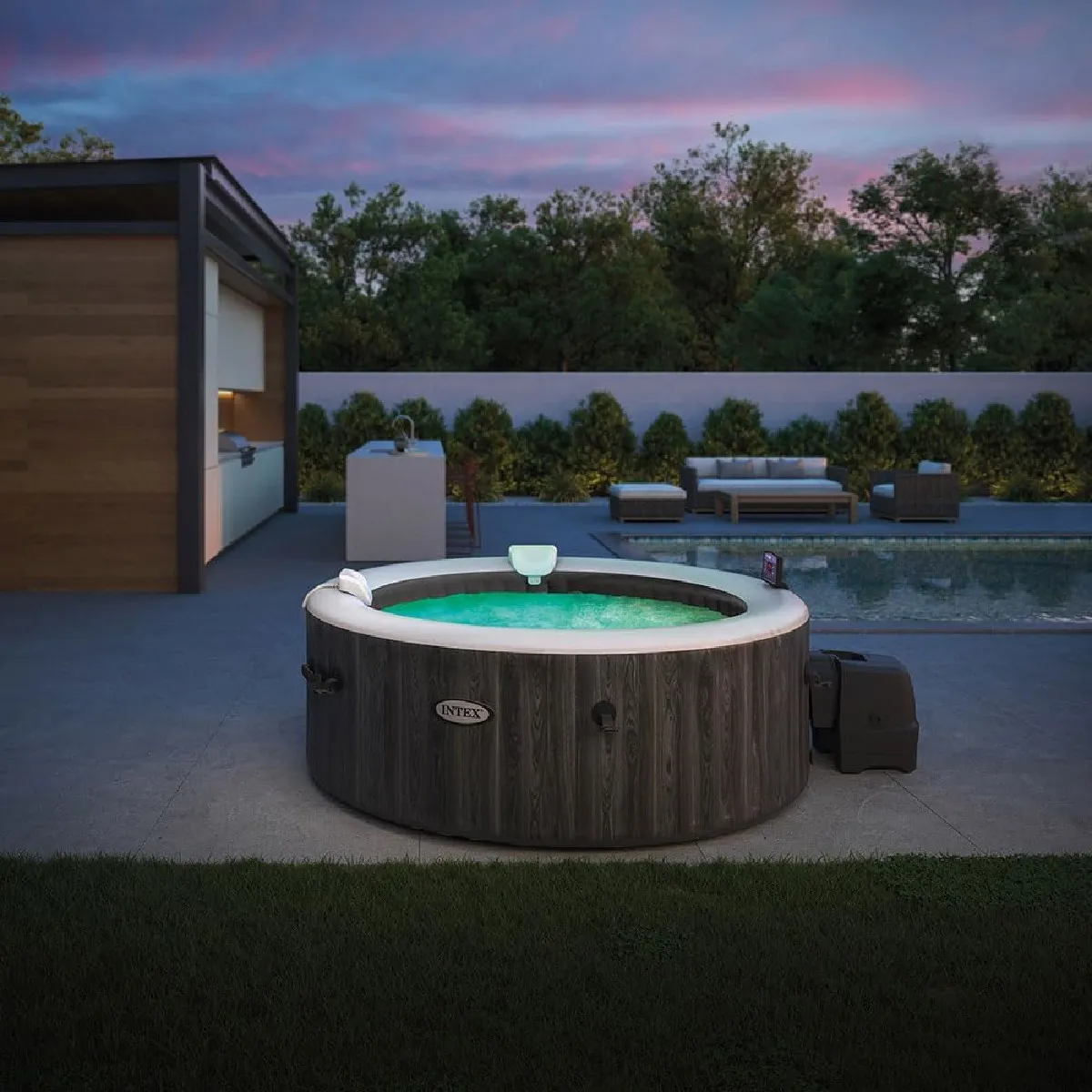 Intex 28442NP Whirlpool PureSPA Bubble Greywood Deluxe 216mx71cm