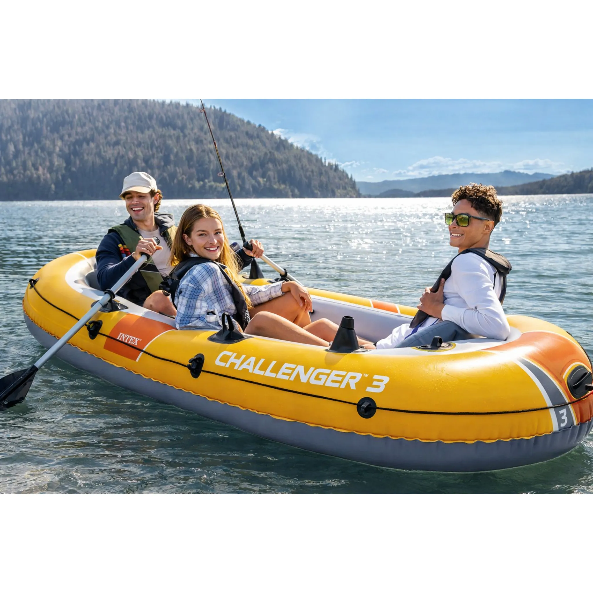 Intex Schlauchboot Challenger 3 Set inkl. Pumpe und Alu-Paddeln 295x137x43cm