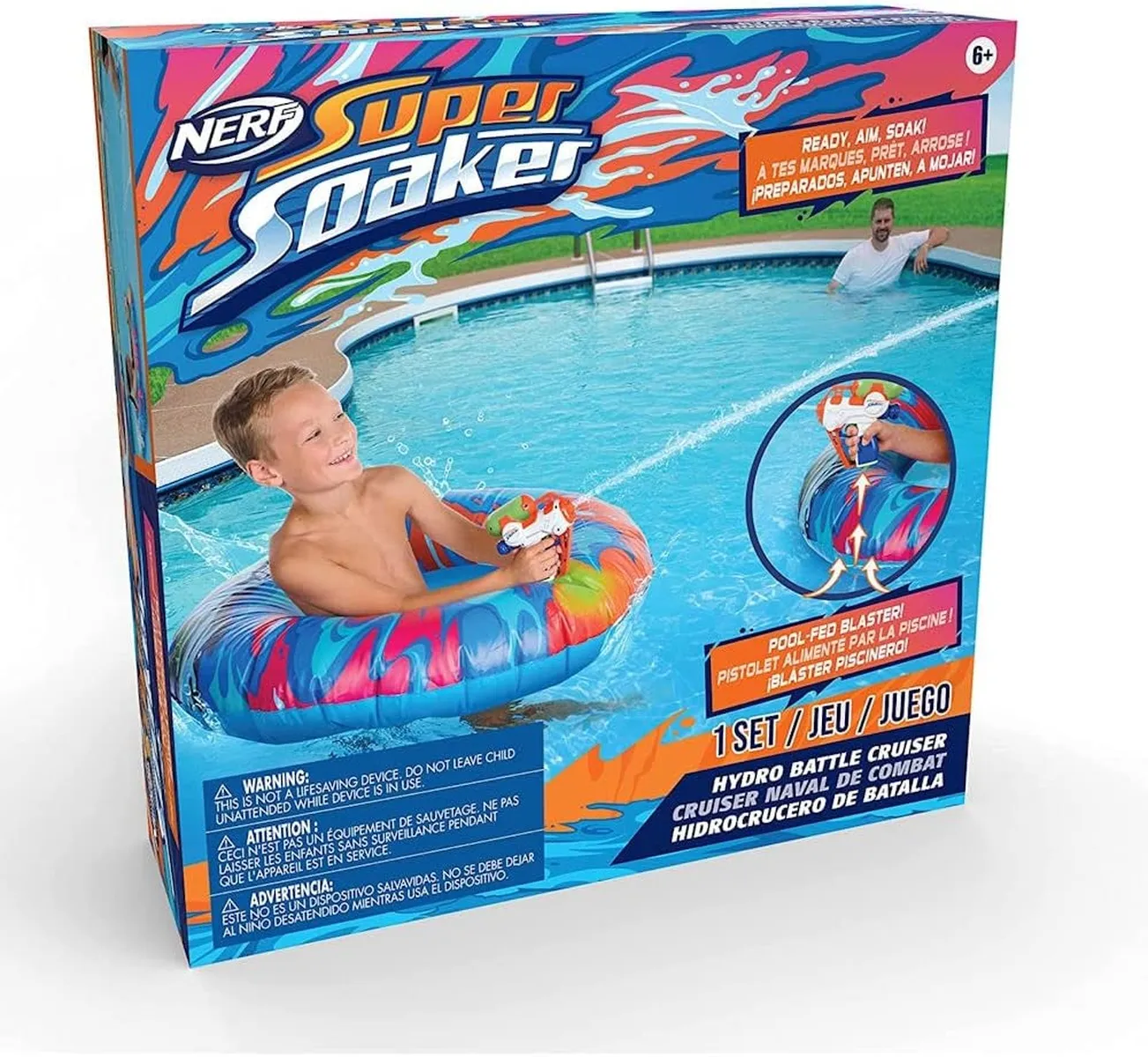 Hasbro Nerf Super Soaker Hydro Battle Cruiser Schwimmring mit Wasser Blaster