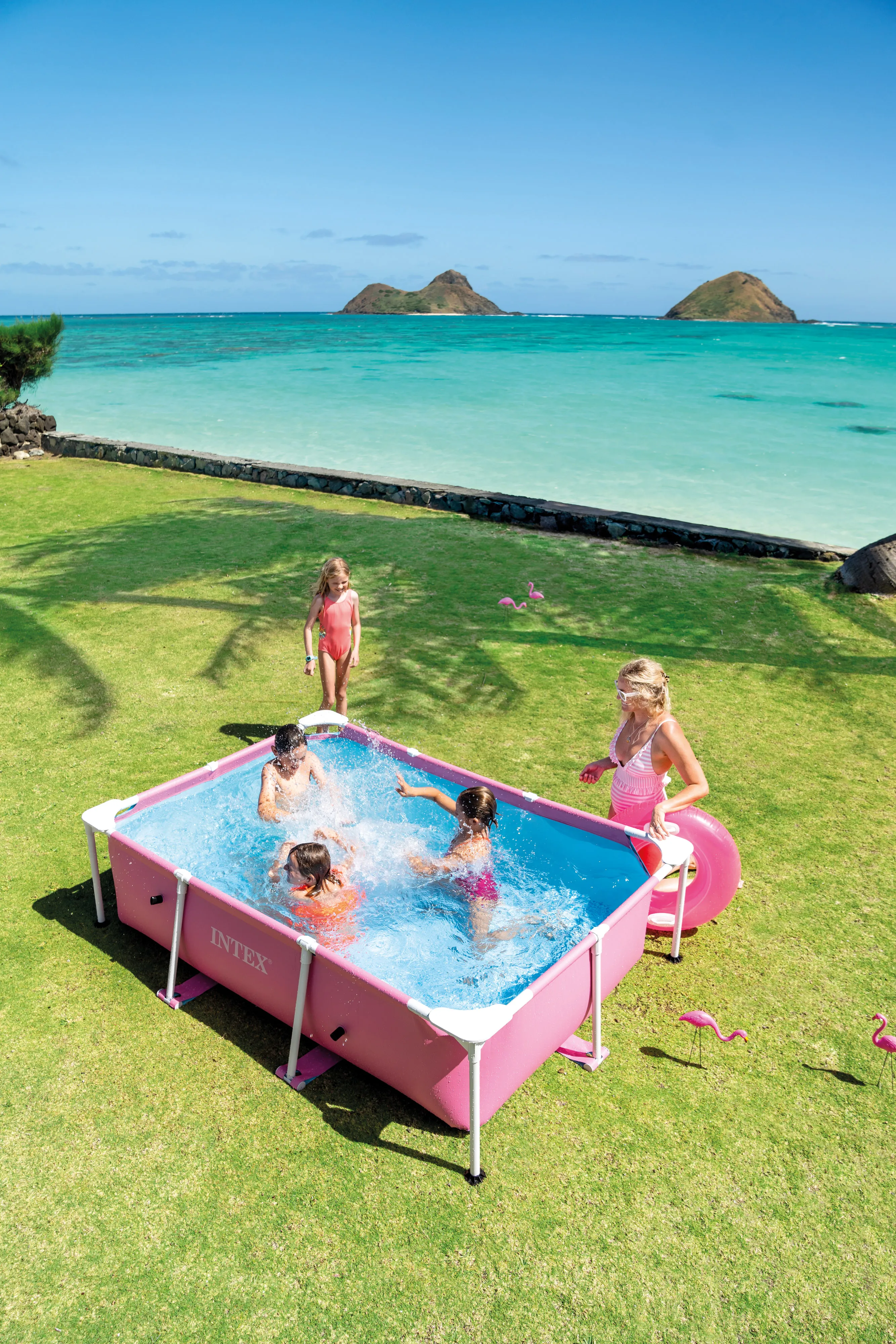 Intex Pink Rectangular Frame Pool 220x150x60cm