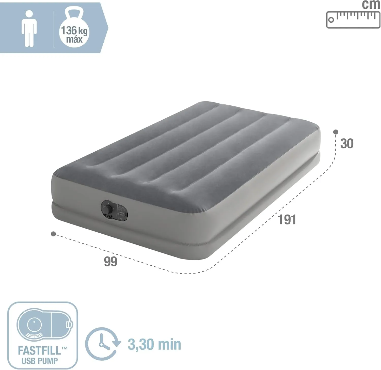 Intex Luftbett DuraBeam Prestige Twin Fastfill USB 99x191x30cm