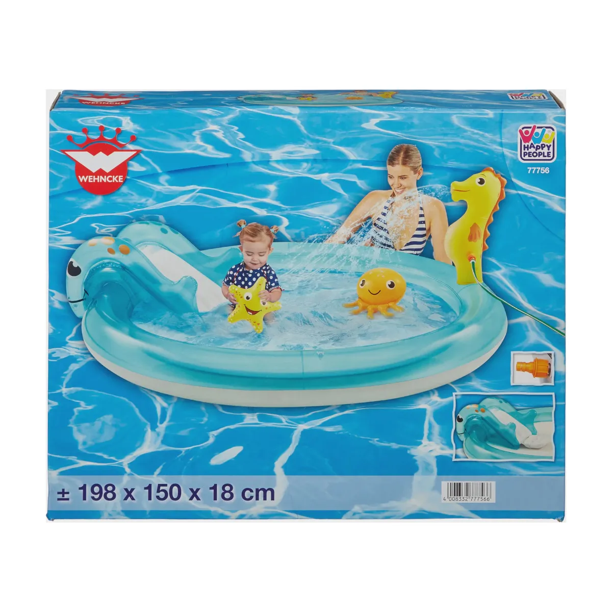 Happy People Playcenter Ocean mit Rutsche und Seepferdchen-Sprinkler 150x18cm