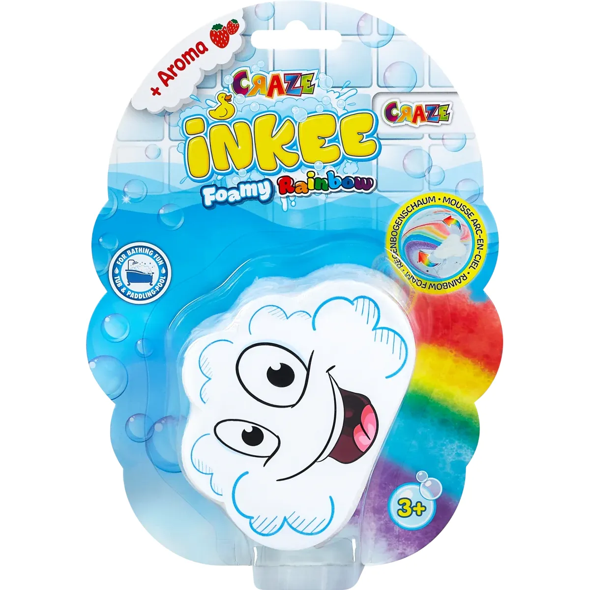 INKEE Foamy Rainbow - Regenbogen Badezusatz mit Erdbeerduft Schaum