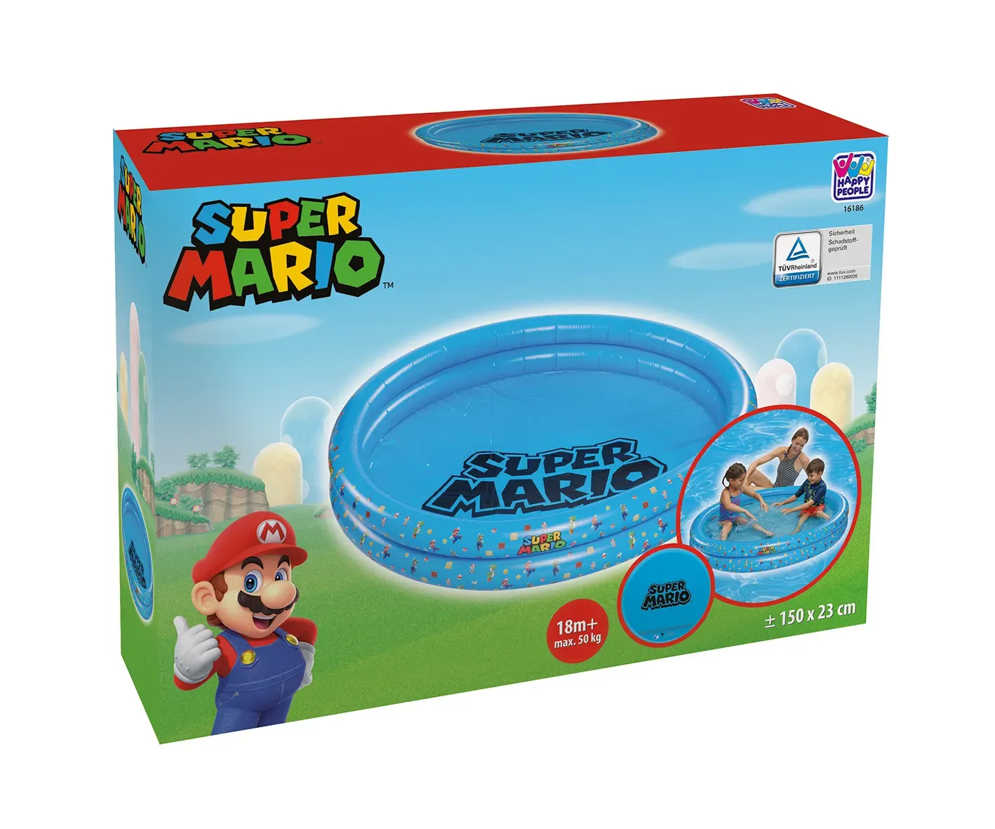 Happy People 2-Ring-Pool Super Mario Planschbecken 150x25cm