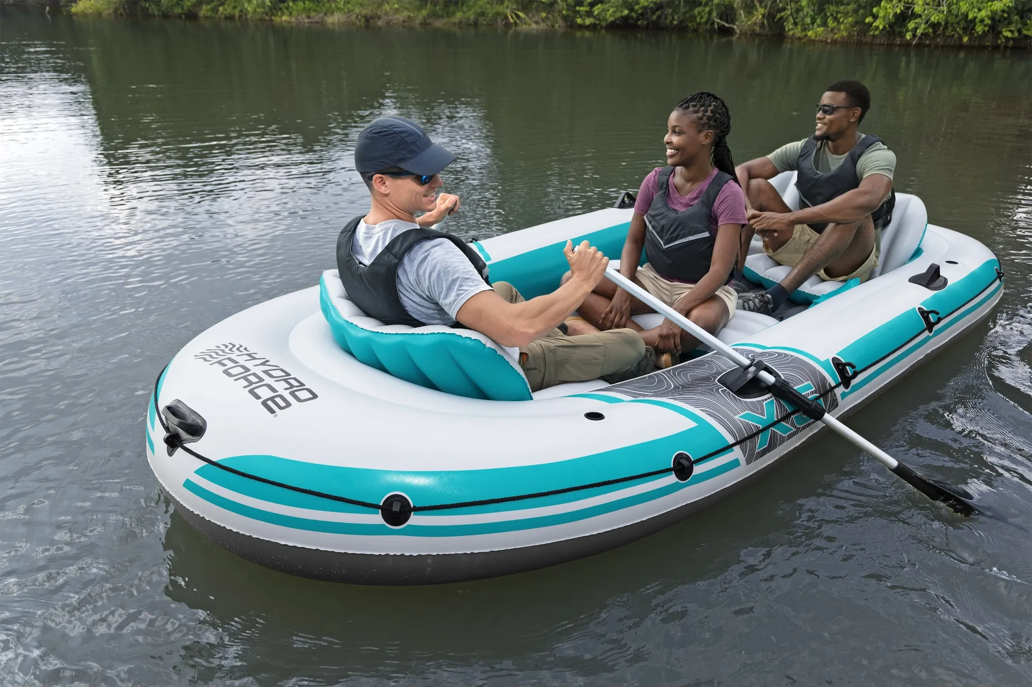Bestway Hydro Force Schlauchboot Komplett-Set Adventure Elite X5 364x166x45cm, 5 Personen