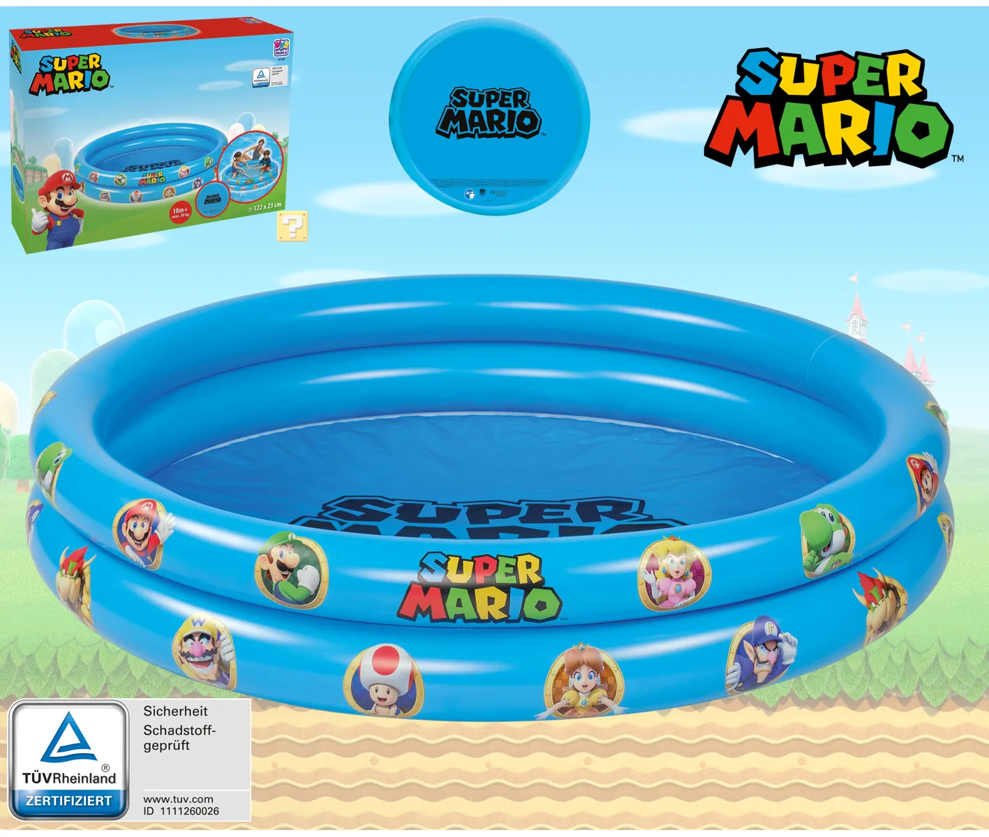 Happy People 2-Ring-Pool Super Mario Planschbecken 122x23cm