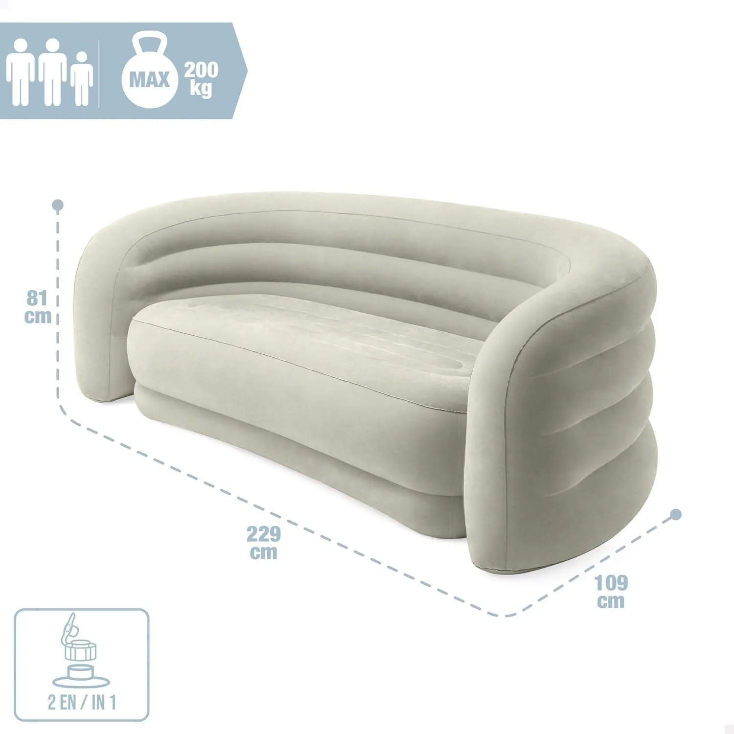 INTEX 66571NP Aufblasbares Sofa Curve Sofa 229x109x81cm