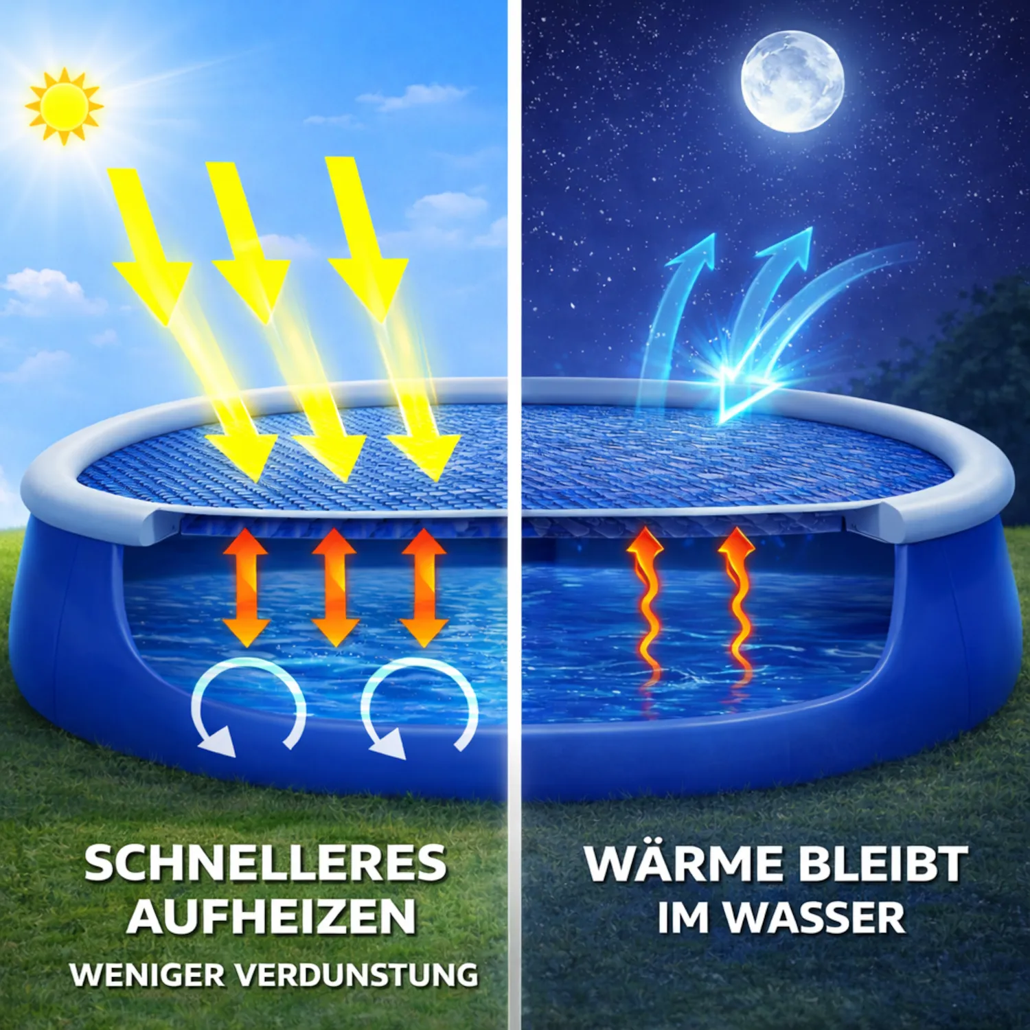 Happy People 77551 Wehncke Solarabdeckplane rund, passend für Quick-Up Pools Ø360cm