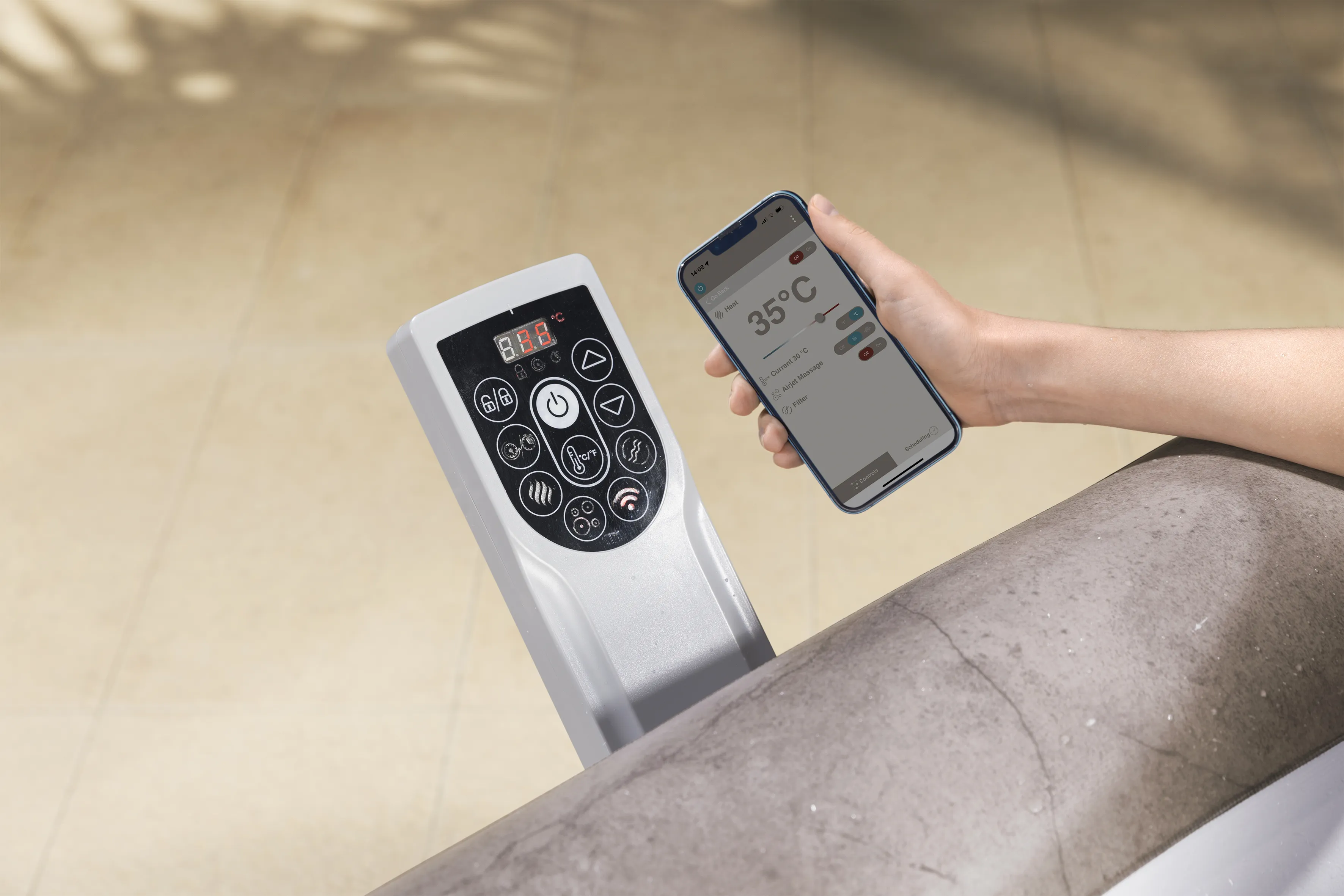 Bestway LAY-Z-SPA® Energiespar WLAN Whirlpool - Rome AirJet™ für 6 Personen, 180x180x71cm