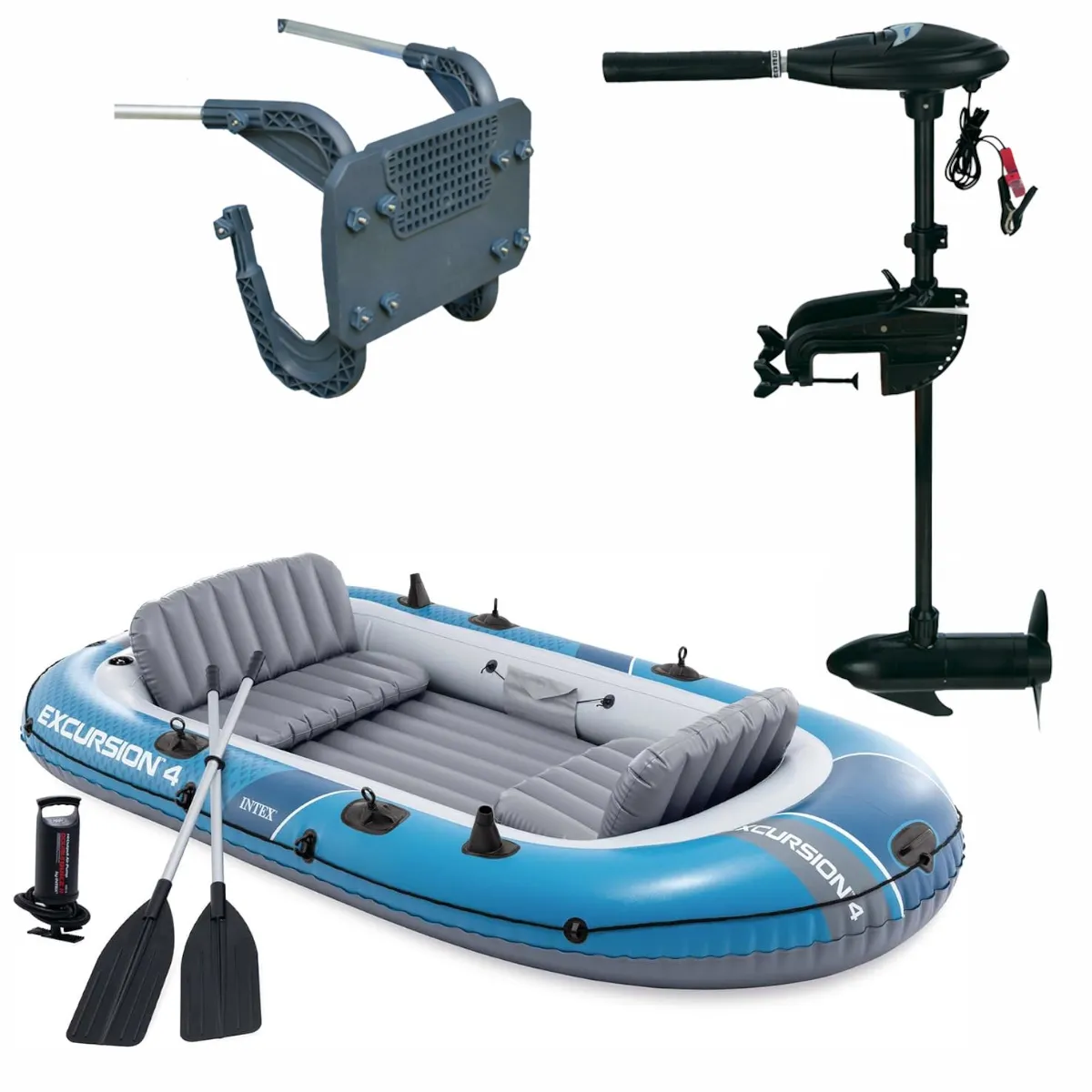 Intex Schlauchboot-Set - Excursion 4 inkl. Außenbordmotor & Befestigung
