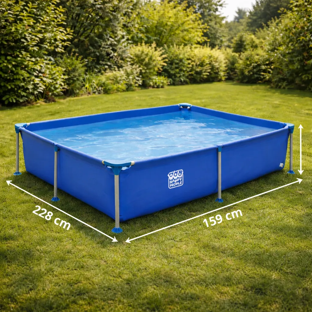 Happy People Stahlrahmenpool rechteckig, 228x159x42cm inkl. Abdeckplane