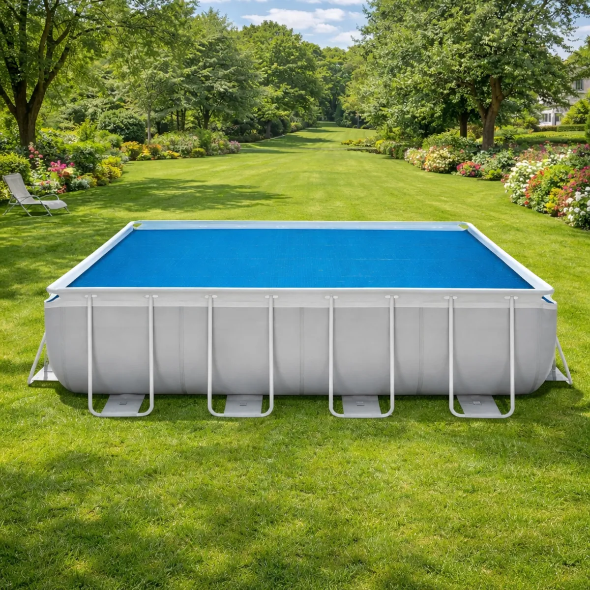 Happy People 77562 Wehncke Solarabdeckplane für Stahlrahmenpools eckig, 400x207cm