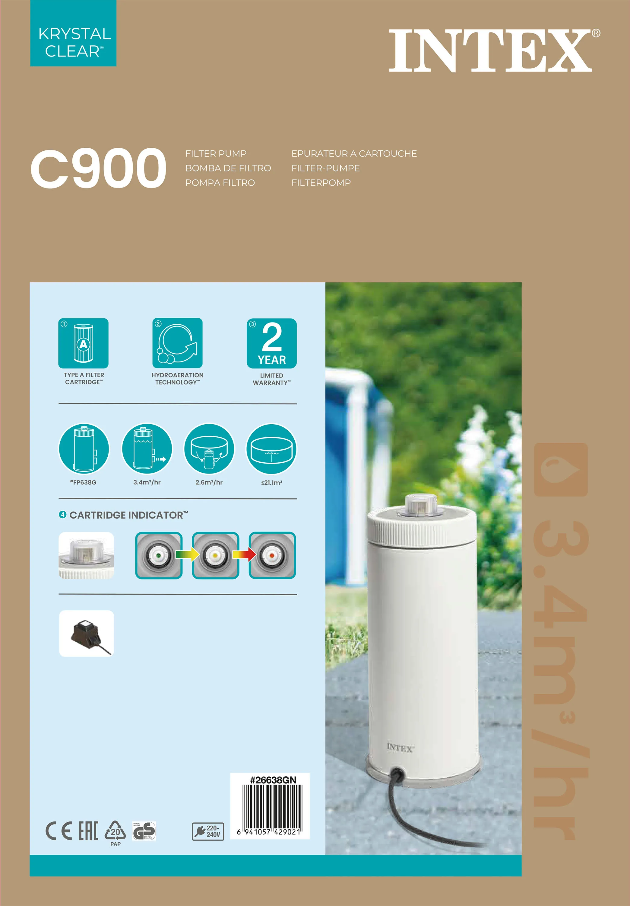 INTEX Filterpumpe C900 12V, 3407 l/h